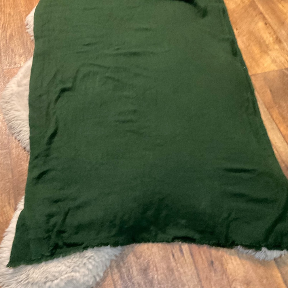 Cashmere Scarf Wrap Dark Green 24"x72" Handmade In Nepal